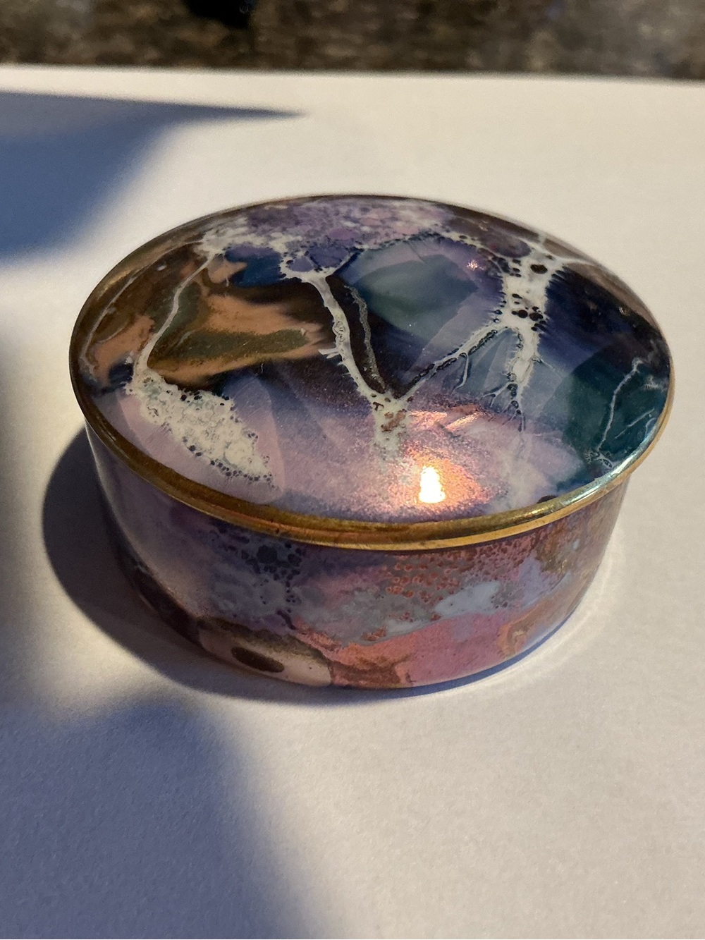 Limoges Purple Blue Gold Porcelain Trinket Box